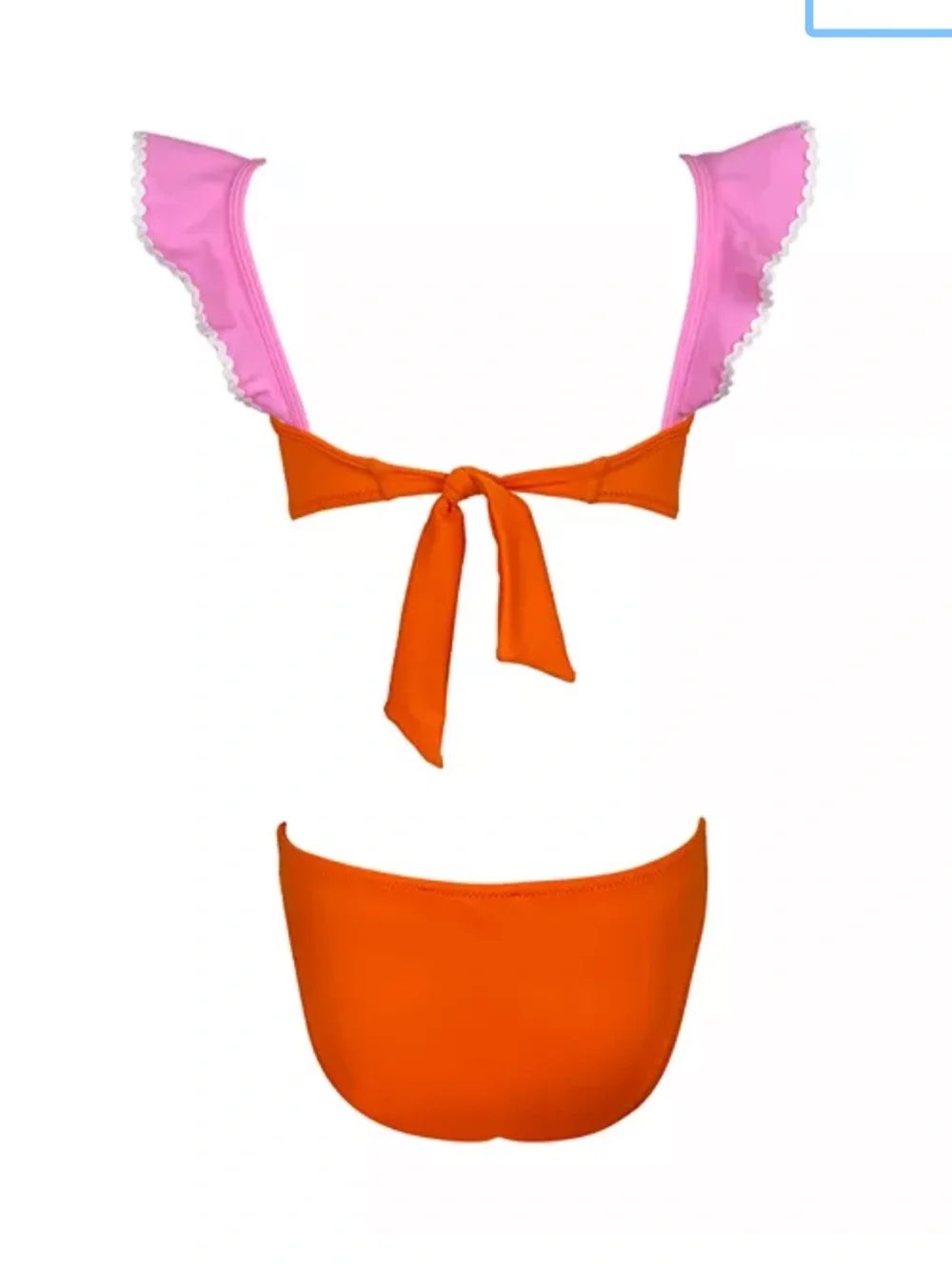 Girls Pink Ruffle Bikini Top with Orange Bottoms - Cute Swim Set